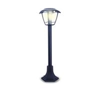 Xanlite Borne Solaire LED Rétro Noire avec Détecteur de Mouvement, IP44, 400 Lumens, 3000K Blanc Chaud, Autonomie 33h - Balise Solaire Décorative pour Allée ou Terrasse