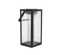 Xanlite Lanterne Solaire Nomade Noire en Verre Ciselé et Métal, IP44, Hauteur 26 cm, LED 3000K Blanc Chaud - Éclairage Ambiance Portatif pour Terrasse, Balcon ou Intérieur
