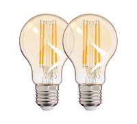 Xanlite - Lot de 2 ampoules à filament LED A60 Globe ambrées, culot E27, 806 Lumens, conso. 9W éq. 60W, Blanc chaud - PACK2RFDE800GA blanc G