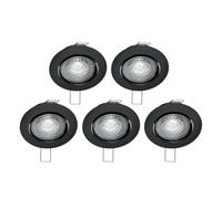 Xanlite - Lot de 5 Spots Encastrables LED avec Ampoules Incluses - 2700K Blanc Chaud - 345 Lumens - Culot GU10 - Équivalence 50W - Économie d’Énergie - Noir