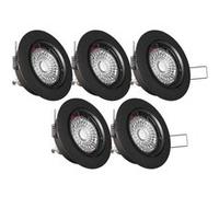 Xanlite - Lot de 5 spots noirs encastrables LED avec ampoules incluses, culot GU10, 345 Lumens, équivalence 50 W, 2700K, Blanc chaud - PACK5SP50AN NOIR G
