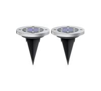 Xanlite, PACK2SPSO4, Lot de 2 Spots Solaires LED Acier et Verre, IP44, 6500K, Autonomie 8H