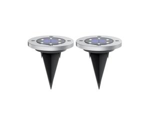Xanlite, PACK2SPSO4, Lot de 2 Spots Solaires LED Acier et Verre, IP44, 6500K, Autonomie 8H