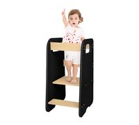 XANNI Tour d Observation Enfant, Tour d'apprentissage à Partir de 12 Mois， Tour d’Observation Sécurisée 3 Hauteurs Réglables, Tour d’Éveil pour Enfant, Selon DIN en 71-3, Capacité 50 kg (Noir)