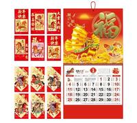 Xasbseulk Calendrier Année du Cheval | Planificateur avec enveloppes rouges - Calendrier mensuel mural pour étudiants, , adolescents, adultes, enseignants, salles de classe, salle