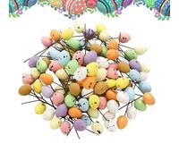 Xasbseulk Décorations œufs de Pâques - 100 pièces décoration de gâteau avec taches, œufs de Pâques en mousse avec - pour salle à manger, lieu de travail, fête, célébration, vase, guirlande, couronne