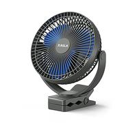 xasla Ventilateur portable rechargeable à clipser 10 000 mAh, fonctionne avec des piles, 4 vitesses, 24 heures d'autonomie pour l'extérieur, le camping, la voiturette de golf, la maison et le bureau