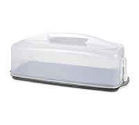 Xavax 111461 - Boîte à gâteau rectangulaire - Récipient à Lavable au Lave-Vaisselle - avec Couvercle et poignée de Transport - Noire