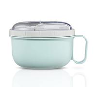 Lunch Box, Avec Fourchette Et Cuillère, Ronde, 1 100 Ml, Bleu Pastel