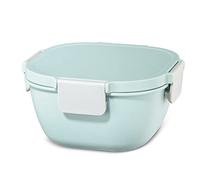Xavax Grande boîte à lunch 1700 ml (boîte à déjeuner à emporter, boîte à pain pour micro-ondes pour aliments froids et chauds, boîte à petit-déjeuner avec couverts, couvercle avec clip, passe au lave-vaisselle) bleu pastel/gris