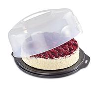 Xavax Hama Boîte de transport pour un gâteau (boîte rond, Ø 31,5 x 8cm, avec diviseur, capote et compartiments, partie de service et gâteau de gâteau) Anthracite/Transparent