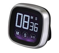 Xavax Minuteur de Cuisine Magnétique et Tactile (Fonctions Minuterie Compteur et Chronomètre, jusqu’à 99 min 59 s, Son puissant) Minuteur Electronique Numérique, Look Design) Argent/Noir