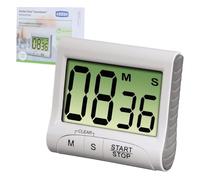 Xavax Minuteur de cuisine Numérique (Grand Ecrand LCD avec Grands Chiffres, Timer Magnétique avec Minuterie Chronomètre et Programmateur, Fixation via aimant pince ou support, Pile fournie) Blanc