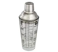 Xavax Shaker à cocktails (en Verre, Mélangeur à Cocktail, Accessoire en Acier Inoxydable, Recettes de Cocktails, 400 ml, Anneau en Silicone, Couvercle Tasse 4 cl, Filtre de Dosage) Noir/Transparent