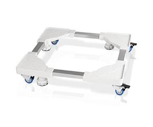 Xavax Support à Roulettes pour Machine à Laver, Frigo, Electroménager (Plateau Roulant Meubles Lourds, Socle avec 4 Roues Verrouillables Hauteur Réglable, Charge Lourde 150Kg, Embouts Antidérapants