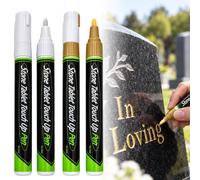 XAVURO 4pcs Stylo Peinture Pierre Tombale Or/Blanc,Marqueurs Permanents | Marqueurs Permanents Séchage Rapide, Peinture or pour Pierre Tombale,Résistants aux Intempéries pour Marbre et Métal