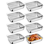 Xaztr Lot de 8 Bacs Gastronormes en Acier Inoxydable avec Couvercles | Boîtes de Conservation Empilables 31,5 x 21,5 cm pour Four, Frigo, Restauration, Buffet, Pâtisserie et Cuisine