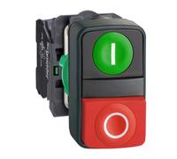Schneider Electric – Interrupteur double XB5AL73415 Ø22, ressort de rappel, IP66/IP69K – Vert/Rouge