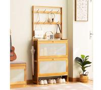 XBDLYQBD Armoire de Rangement à Chaussures Minces avec Rack de Manteau, Organisateur d'entrée de tiroir à Bascule
