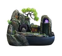 XBDLYQBD Indoor Tabletop Water Fountain with Artificial Mountain Rock Design, Resin Zen Water Feature for Home & Office, Relaxing Desktop Waterfall Decoration for Meditation Spa Yoga Room