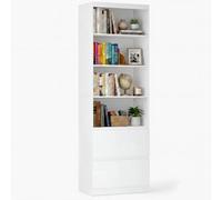 Xbro Bibliothèque Haute Étroite, Rangement Multifonction, 4 Niches Ouvertes, 2 Tiroirs, Dispositif Anti-Bascule, pour Salon, Bureau, Chambre, 60×35×180cm