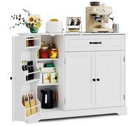 Xbro Buffet avec 1 Tiroir, étagère de Porte à 3 Niveaux et Grand Espace de Rangement, Buffet avec Dispositif Anti-Basculement et Coins Arrondis, pour Cuisine, Salon ou Chambre à Coucher, Blanc