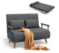 Xbro Canapé Convertible 2 Place, Fauteuil Convertible avec Dossier Réglable en 6 Positions et 2 Coussins, Fauteuil avec Fonction de Sommeil pour Petit Appartement (Gris Foncé)
