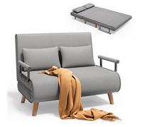 Xbro Canapé Convertible 2 Place, Fauteuil Convertible avec Dossier Réglable en 6 Positions et 2 Coussins, Fauteuil avec Fonction de Sommeil pour Petit Appartement (Gris Clair)