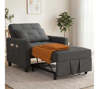Xbro Fauteuil Chauffeuse 1 Place,3 en 1 Convertible Fauteuil-lit avec Fonction Lit avec Coussin et Sac, pour Petit Appartement (Gris foncé)