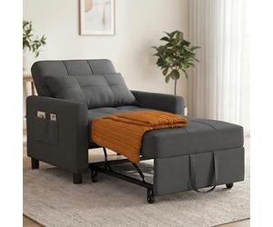 Xbro Fauteuil Chauffeuse 1 Place,3 en 1 Convertible Fauteuil-lit avec Fonction Lit avec Coussin et Sac, pour Petit Appartement (Gris foncé)