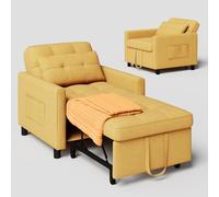 Xbro Fauteuil-lit 3 en 1 Convertible 1 Place, Fauteuil-lit avec Fonction Lit, Canapé-lit Réglable avec Coussin et Sac, Fauteuil avec Fonction Lit pour Petit Appartement (Jaune)
