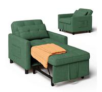 Xbro Fauteuil-lit 3 en 1 Convertible 1 Place, Fauteuil-lit avec Fonction Lit, Canapé-lit Réglable avec Coussin et Sac, Fauteuil avec Fonction Lit pour Petit Appartement (Vert)