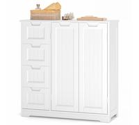 Xbro Meuble Salle de Bain Armoire de Baño, avec 4 Tiroirs et 2 Portes,Meuble pour Salle de Bain Salon Cuisine,avec Étagère Réglable,81 x 30 x 83 cm,Blanc