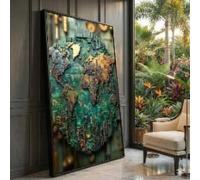 XBTYKPB Carte industrielle vintage sur toile, art mural métallique 3D, décoration géographique, toile style steampunk, tableau décoratif unique pour la maison (60 x 105 cm/cadre intérieur)