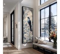 XBTYKPB Impression sur toile verticale - Peinture de branche fine - Décoration murale d'oiseau élancé - Grand panneau d'arbre - Décoration faune (70x210cm/sans cadre)