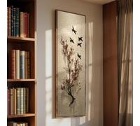 XBTYKPB Tableau d'oiseau noir mélancolique - Toile murale verticale fine et allongée - Silhouette sombre - Décoration murale - Impressions fines (45 x 135 cm/sans cadre)