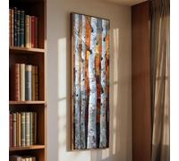 XBTYKPB Tableau sur toile étroit et haut, décor vertical d'arbre de bouleau, œuvre encadrée, art mural moderne abstrait représentant une scène de nature (70 x 210 cm/cadre intérieur)