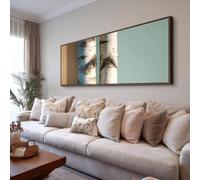 XBTYKPB Tableau sur toile horizontale étroite, art moderne abstrait, paysage de bouleau, arbre, feuilles, texture, décoration encadrée (70 x 210 cm/cadre intérieur)