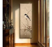 XBTYKPB Tableau vertical d'oiseau - Silhouette sombre d'oiseau - Décoration haute et fine - Illustration noire - Toile murale pour salon (35 x 105 cm/sans cadre)