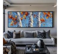 XBTYKPB Toile imprimée représentant un bouleau abstrait, art moderne, scène naturelle horizontale, décoration de chambre, peinture de paysage sur toile (30 x 90 cm/sans cadre)