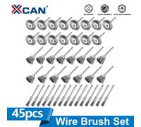 XCAN 45 pièces ensemble de brosses à roue métallique brosse de polissage en acier inoxydable pour Mini outils rotatifs Dremel ensemble de brosses d'élimination de la rouille en métal 45pcs