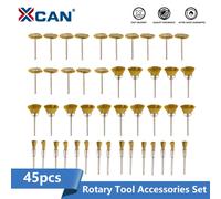 XCAN 45 pièces fil d'acier roue en laiton tasse brosse ensemble métal polissage roue 3mm tige pour Dremel outil rotatif accessoires 45pcs