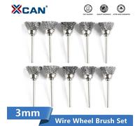 XCAN - brosse métallique en acier inoxydable, tige de 3.0mm, outil abrasif, brosse à roue, travail des métaux pour accessoires d'outils rotatifs Dremel 10 pièces