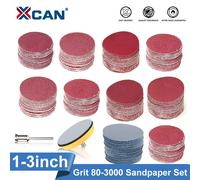 XCAN - disque de ponçage rond de 1/2/3 pouces, papier de verre sec abrasif avec tampon de sauvegarde de pouces pour le polissage des outils de nettoyage, 102 pièces Ensemble de 102 pièces de 2 pouces