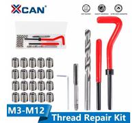 XCAN outil de réparation de filetage 25 pièces M3/M4/M5/M6/M7/M8/M10/M12/14 pour la restauration de la il endommagé foret hélicoïdal outil à main M12x1.25mm