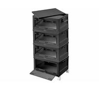 XCase 4 boîtes de rangement pliables 45 L AB-130 avec 4 roulettes - coloris noir
