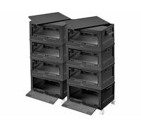 XCase 8 boîtes de rangement pliables 45 L AB-130 avec 8 roulettes - coloris noir
