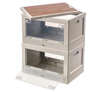Xcase Caisse de camping : lot de 2 boîtes de rangement de camping, pliables et empilables, plateau MDF 55 l (caisses empilables, boîtes pliables transparentes, chaussures)