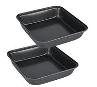 XCDMJ Lot de 2 plats à gratin carrés en acier inoxydable avec revêtement anti-adhésif - 22 x 22 x 5 cm - Peut également être utilisé comme plat à lasagnes, rôtissoire ou plaque à gâteau, facile à