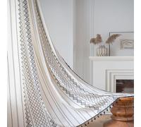 XCLOOZGL Rideaux ImpriméS GéOméTriques De Style Scandinave Voilages Semi-Ombrage Rideaux Isolation Thermique Rideau en Coton Lin,1 PièCe,pour Chambre à Coucher Salon Balcon,Noir,59 * 87in/150 * 220cm